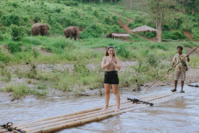 Chiang Mai 4 in 1 : 2 days - 1 Nights. Elephants Camp + Adventure - Day one: bamboo rafting, forest paths, and the waterfall room