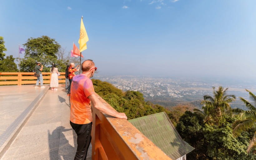 Chiang Mai: Doi Suthep Temple and Waterfall by Songtaew Trio - Riding a red songthaew up Suthep Mountain