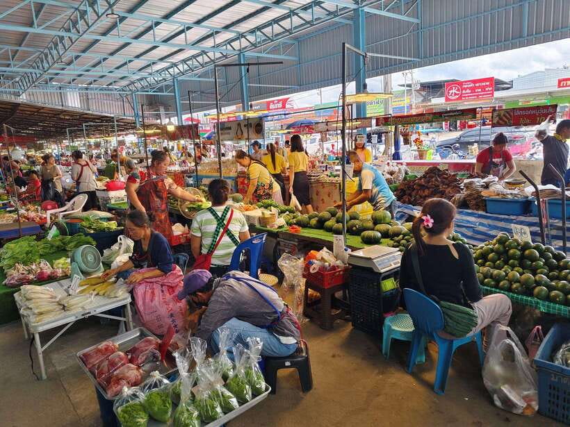 Chiang Mai: Elephants, Sticky Waterfalls, Market and Temple - A rural market where insects are part of the menu