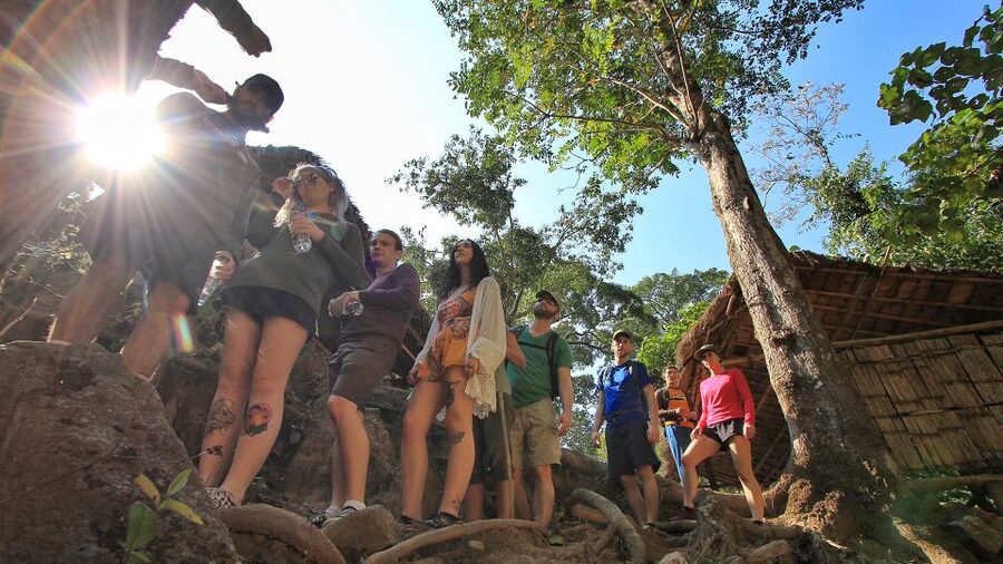 Chiang Mai: Guided Jungle and Waterfall Trek with Transfer - Entering the Mae Taeng forest with a local guide