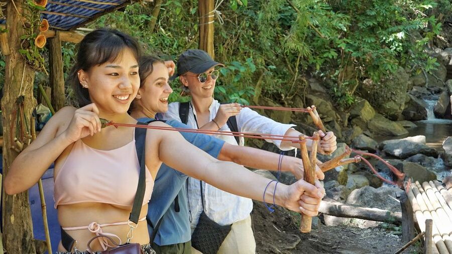 Chiang Mai: Guided Jungle and Waterfall Trek with Transfer - The 10-meter waterfall and its swimming break