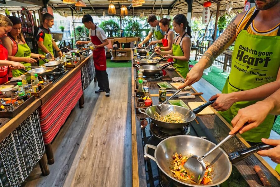 Chiang Mai: Traditional Thai-Akha Cooking Class& Market Tour - Eating the results, from salad to sticky rice