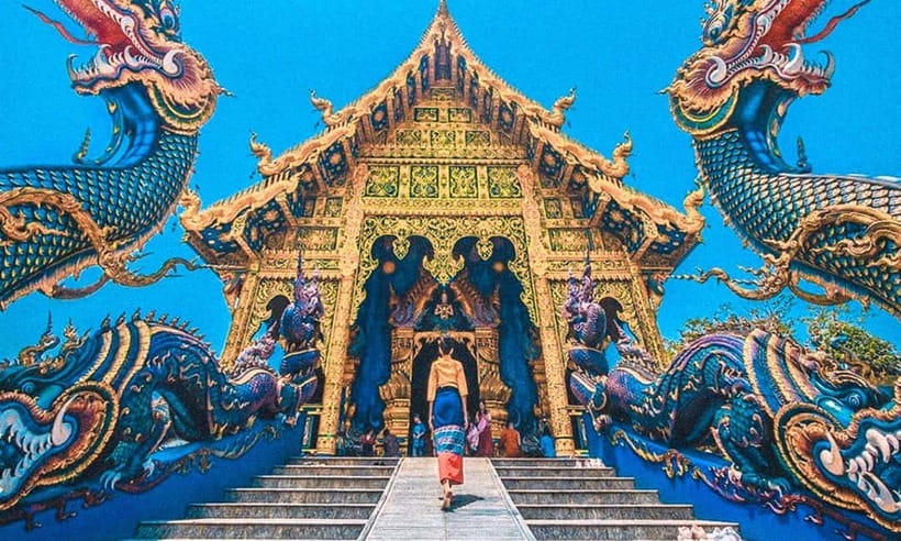 Chiang Mai: White Temple, Blue Temple, and Black House Tour - The Blue Temple adds color and movement