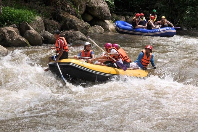 One Day Sticky Waterfall, White Water Rafting,Elephants Sanctuary - Bua Thong Waterfall and its grippy limestone